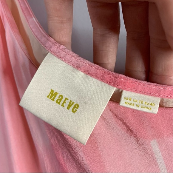 Anthropologie Maeve Avalonne Pink One Shoulder Asymmetric Silk Pink Mini Dress 8 - Picture 11 of 12